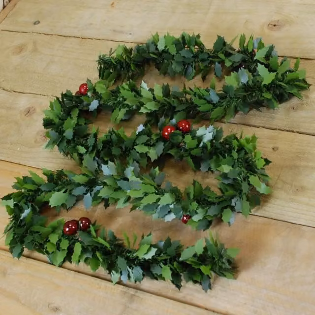 Samuel Alexander 2m Christmas Holly Garland with Red Berries in Green – 1