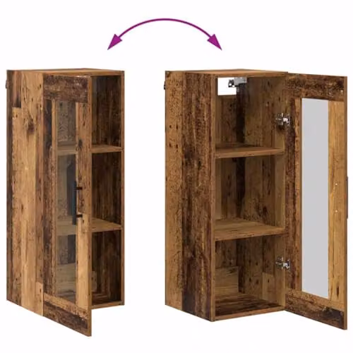 vidaXL Modern Tall Highboard in Old Wood and Metal, Brown or Black, W/D/H: 34.5 x 34.0 x 180.0 cm – 3