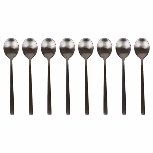 Argon Tableware 8-Piece Stainless Steel Teaspoons in Matte Black Finish, 14.5 cm – 1