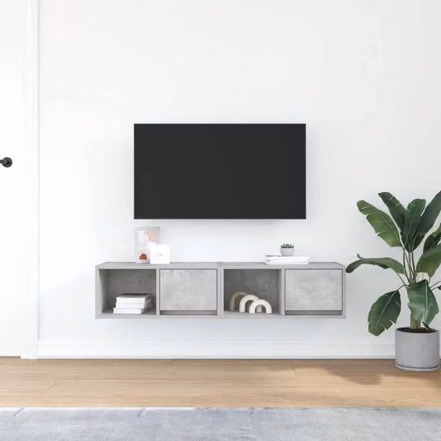 Berkfield Home 2-Piece TV Cabinet Set in Concrete Grey, Engineered Wood, W: 60 cm, D: 31 cm, H: 25.5 cm – 1