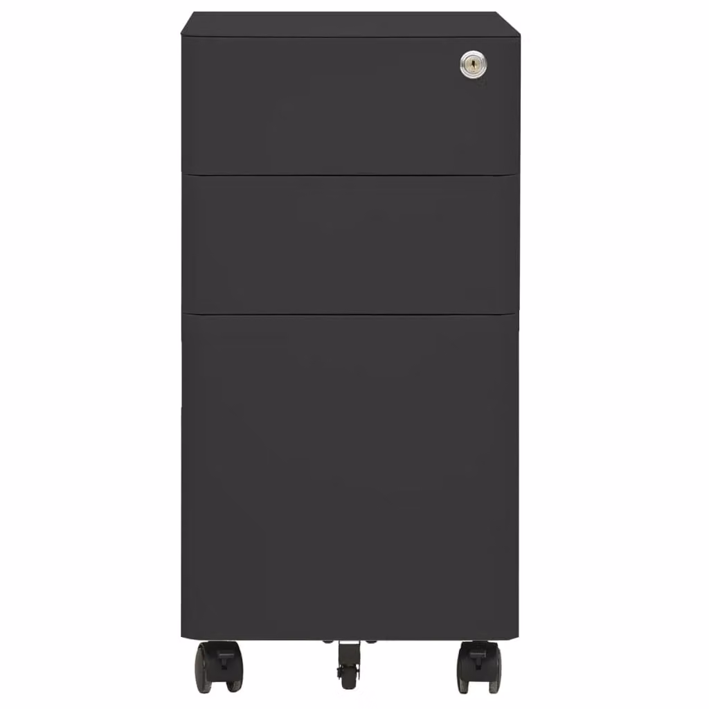 Berkfield Home Mobile File Cabinet in Anthracite Black Steel, W/D/H: 30 x 45 x 59 cm – 2