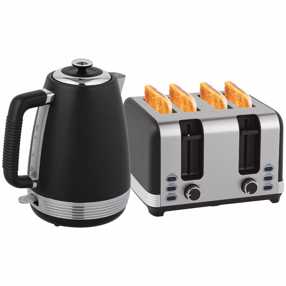 STILVORA Black Stainless Steel Kettle and 4-Slice Toaster Set – 3