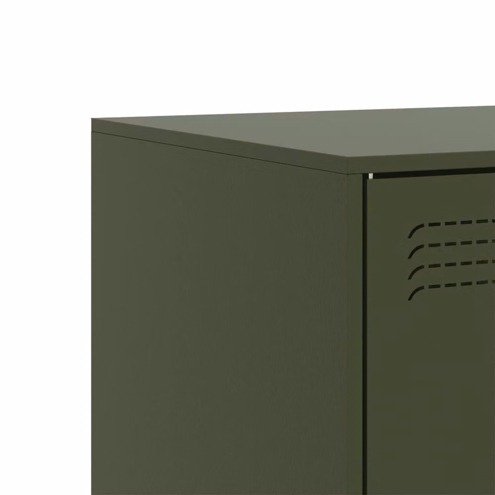 Berkfield Home Industrial Metal TV Cabinet in Matt Olive Green, W/D/H: 99 x 39 x 44 cm – 5