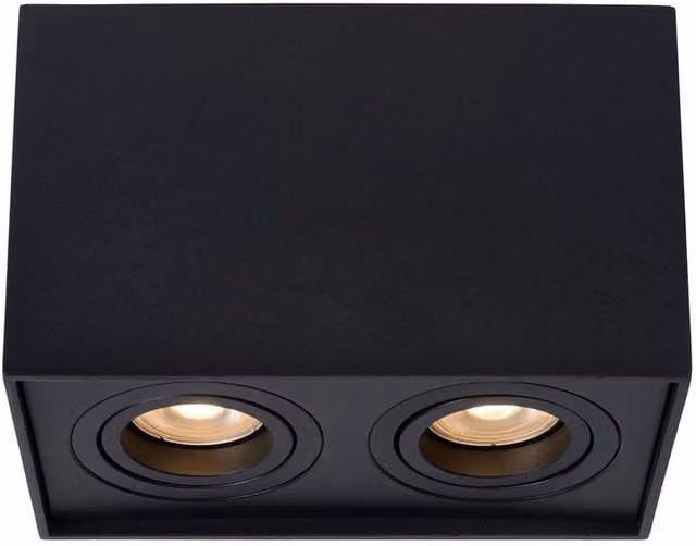Lucide Tube Modern Rectangle Surface Mounted Ceiling Spotlight in Black