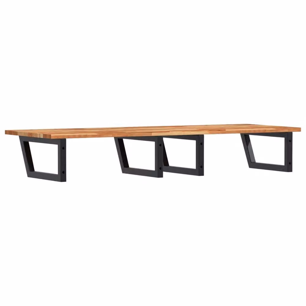 Berkfield Home Wall Mounted Basin Shelf in Brown Steel and Solid Acacia Wood – 2