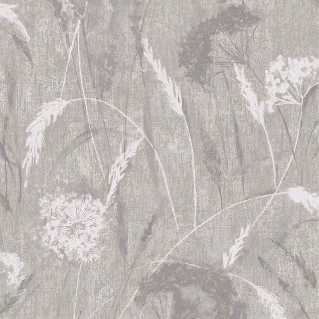 Holden Decor Pappus Botanical Floral Dandelions Metallic Wallpaper in Grey