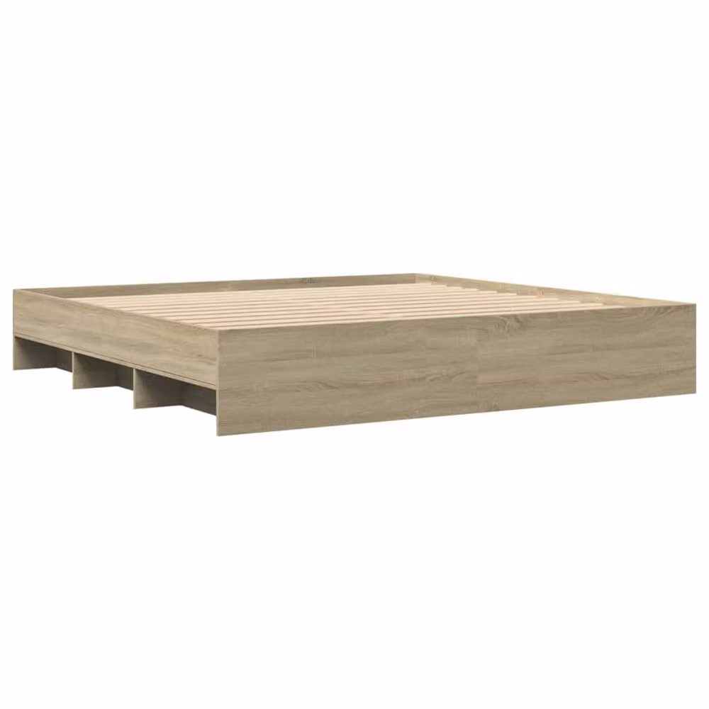 Berkfield Home Sonoma Oak Super King Bed Frame in Light Tan, W/D/H: 183 x 203 x 35 cm – 3