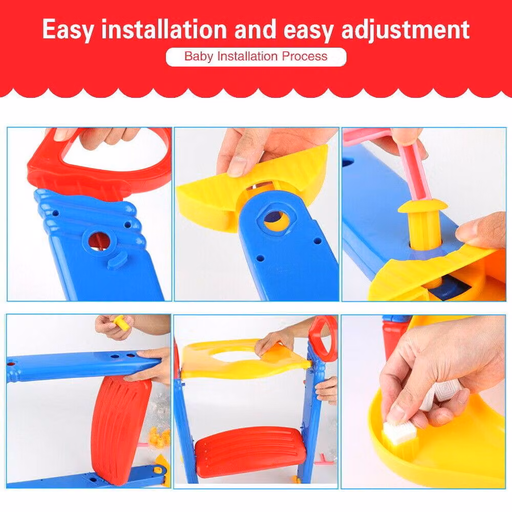 Almineez Foldable Non-Slip Baby and Toddler Toilet Potty Training Step Ladder, Red – 5
