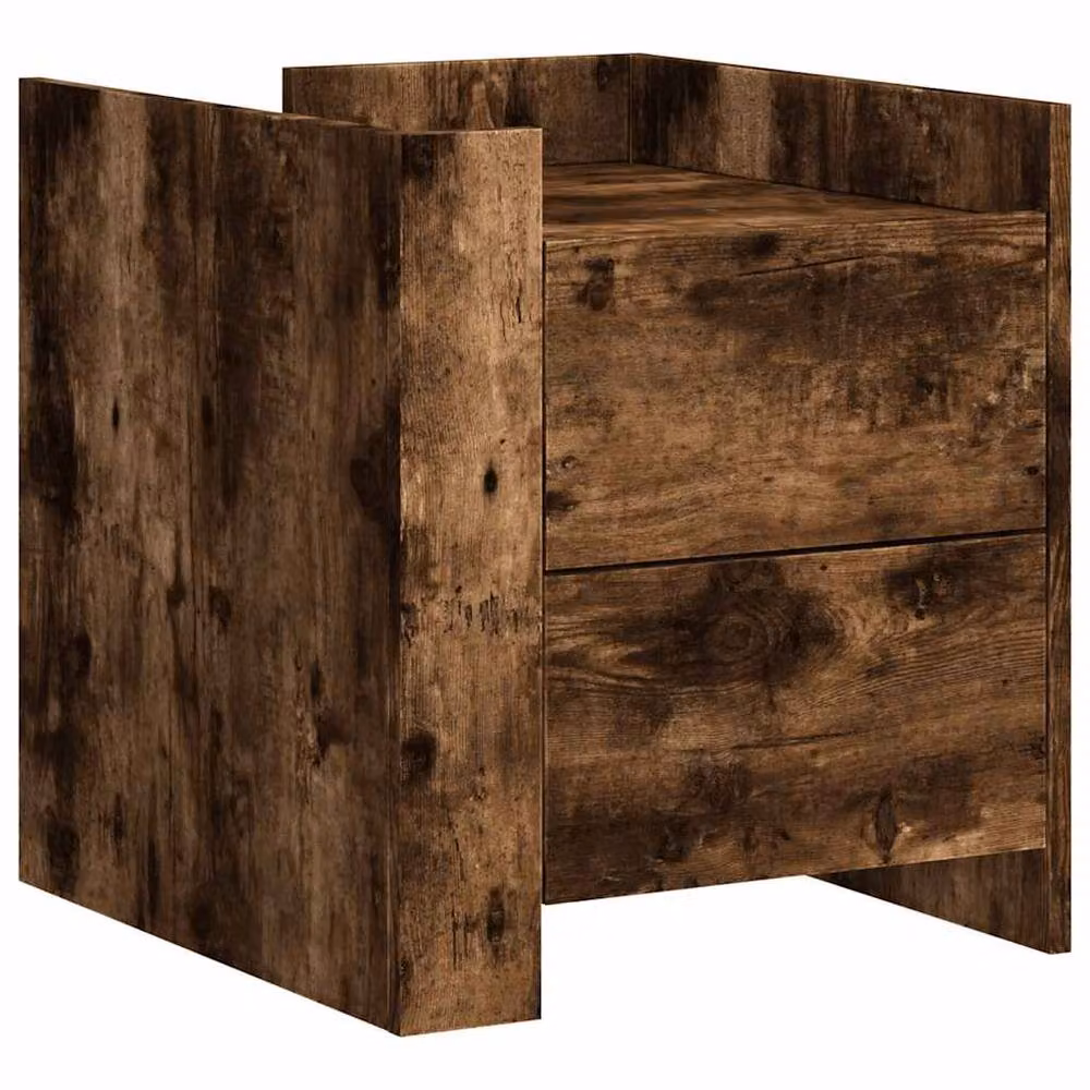 Berkfield Home Decorative Bedside Cabinet in Smoked Oak Brown, W/D/H: 45 x 50 x 50 cm – 3