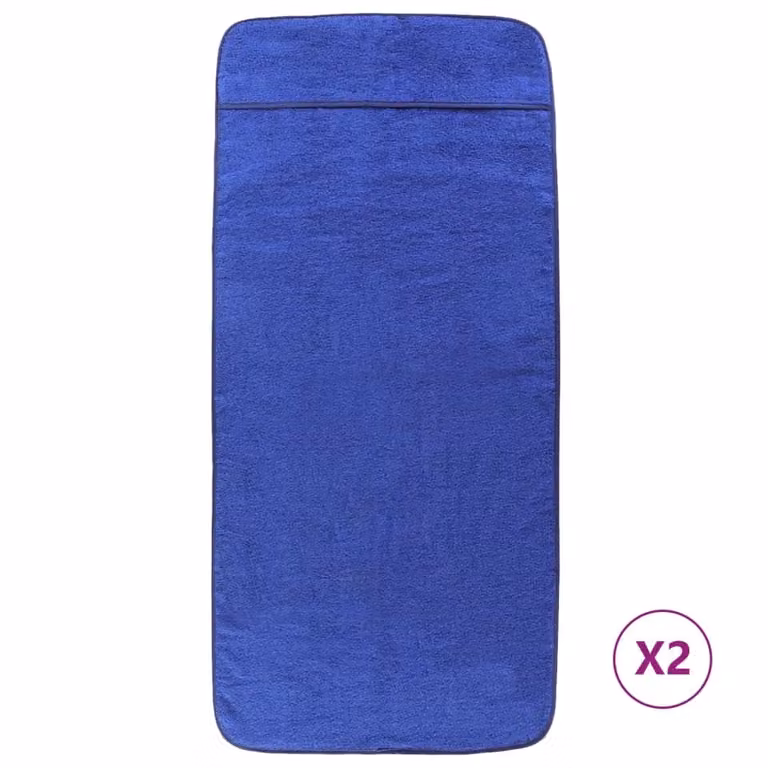 Berkfield Home 2-Piece Set of Quick-Drying Fluffy Beach Towels in Blue, W: 60 cm, L: 135 cm, 400 GSM