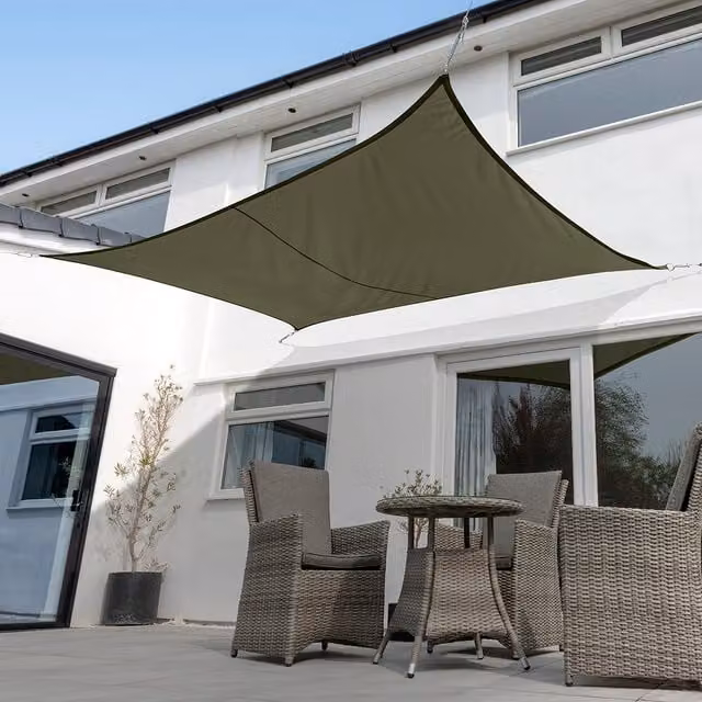 Kookaburra Rectangular Waterproof Sun Shade Sail, Green, W: 500 cm, D: 400 cm, H: 400 cm, UPF 50