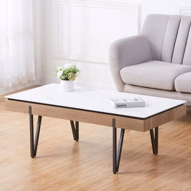 Artemis Home Satori Stone Coffee Table in Sand and White