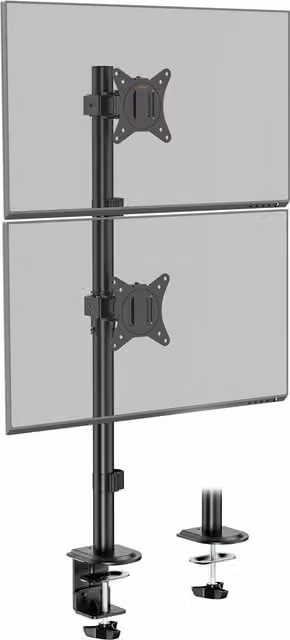 VonHaus Height Adjustable Vertical Double Monitor Stand with Tilt and Swivel, Black