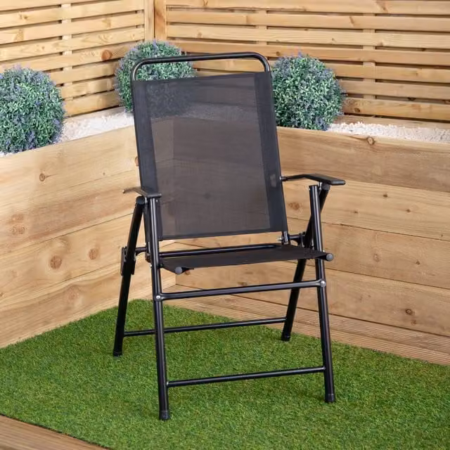 Samuel Alexander Multi-Position Folding Garden Patio Single Chair in Black