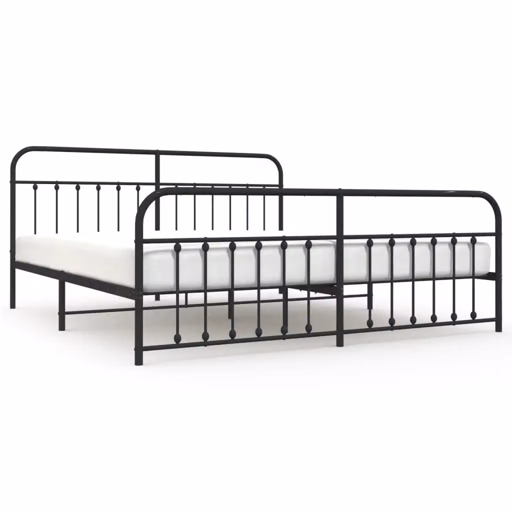 Berkfield Home Metal Bed Frame with Headboard and Footboard in Black W/D/H: 193 x 203 cm – 2