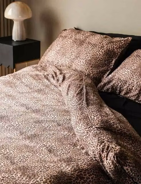 Rockett St George Leopard Love Cotton Sateen Duvet Set and Pillowcase, Brown Mix, W: 140 cm, L: 200 cm