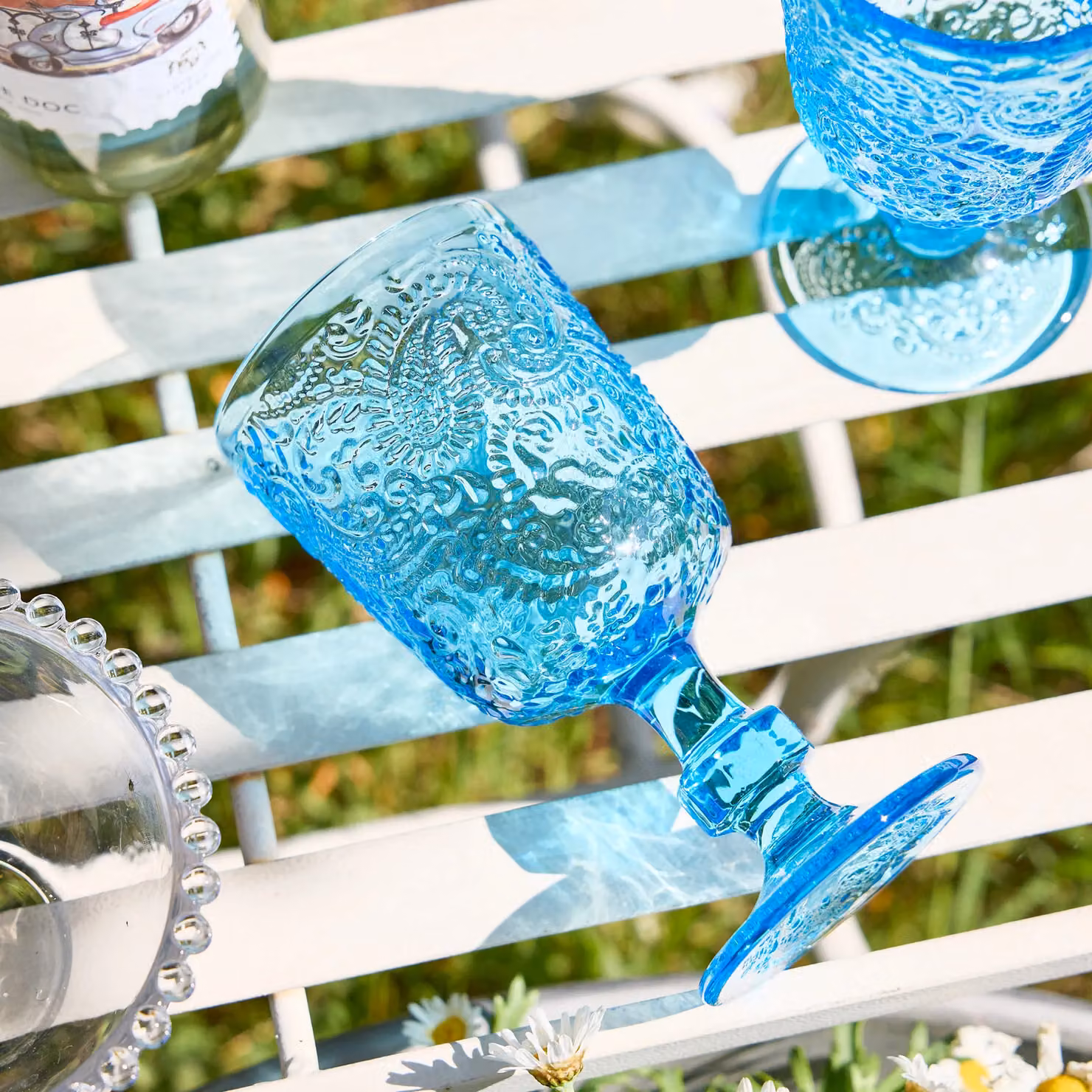 Dibor Set of 12 Blue Glass Wine Goblets, 300ml per glass – 3