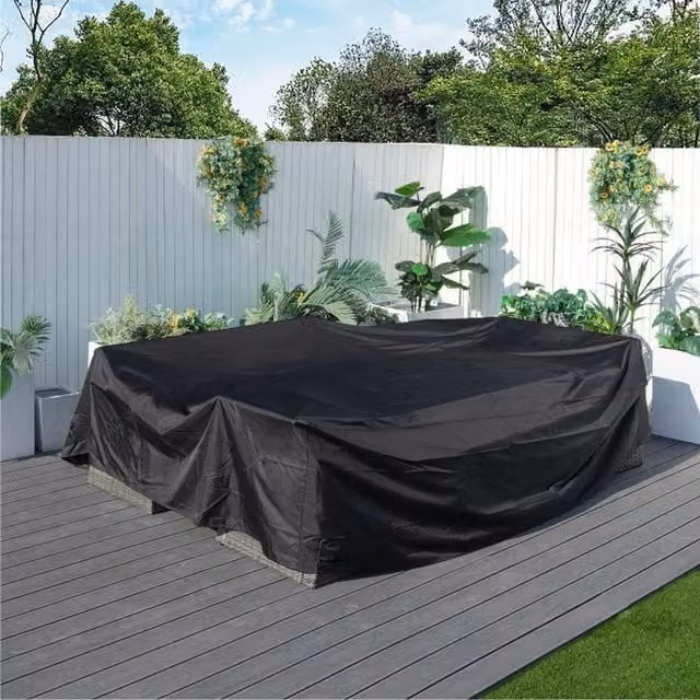 Abrihome 600D Polyester Garden Table and Chairs Set Covers in Black