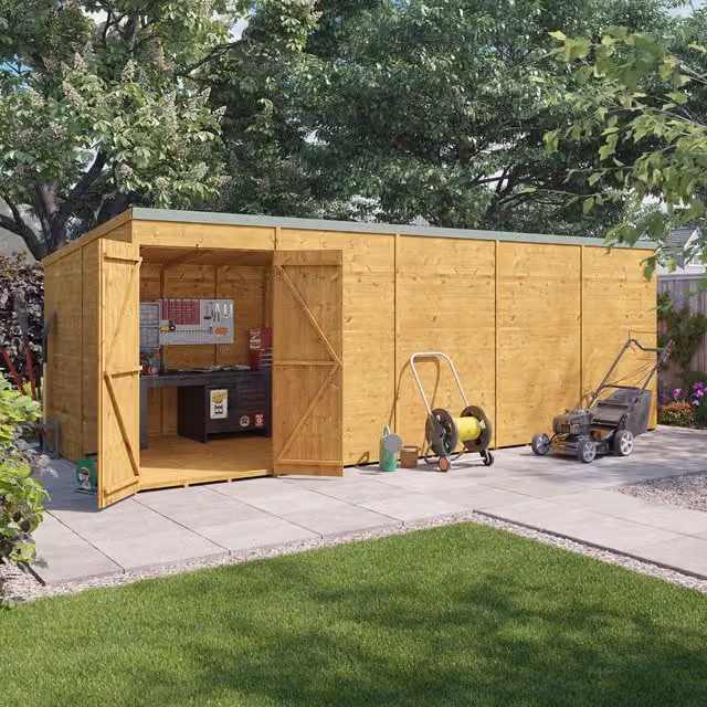 BillyOh Brown Wooden Pent Workshop with Tongue and Groove Construction