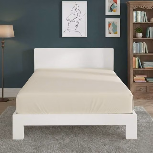 Snug City Polycotton Extra Deep Fitted Sheet in Beige, Size: 90 x 200 cm, Depth: 40 cm
