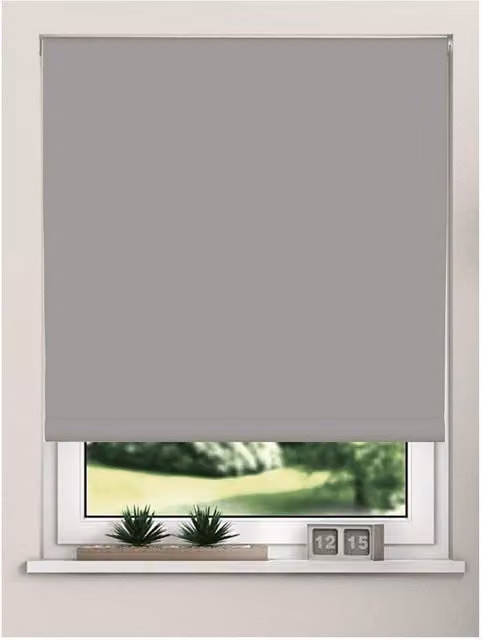 New Edge Blinds Thermal Blackout Roller Blind in Grey, W/D/H: 90 x 90 x 165 cm – 1