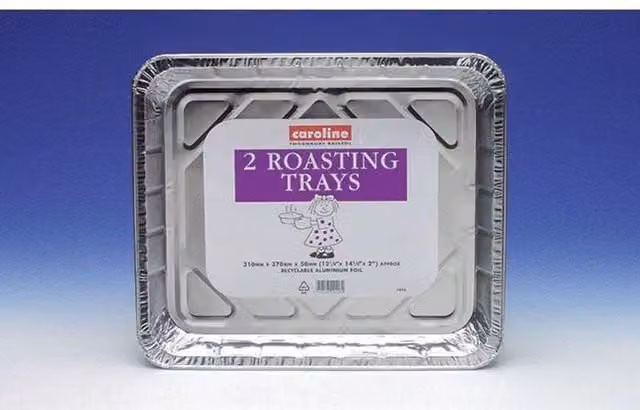 Caroline Silver Rectangular Oven Roasting Foils, 2 Pack, W: 40 cm, D: 34 cm, H: 4.5 cm