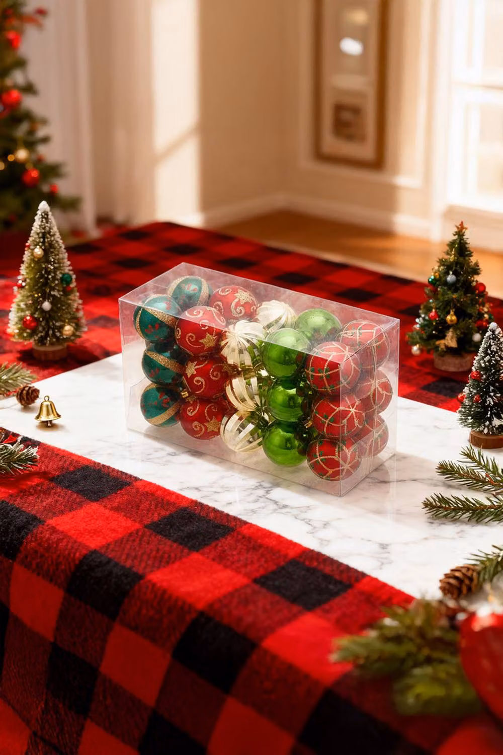 Living and Home 30-Piece Multicolour Christmas Bauble Ornament Set with Geometric Star and Abstract Designs – 2