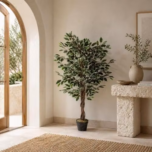 Leaf Design UK Realistic Artificial Ficus Tree in Green, Height: 130 cm – 3