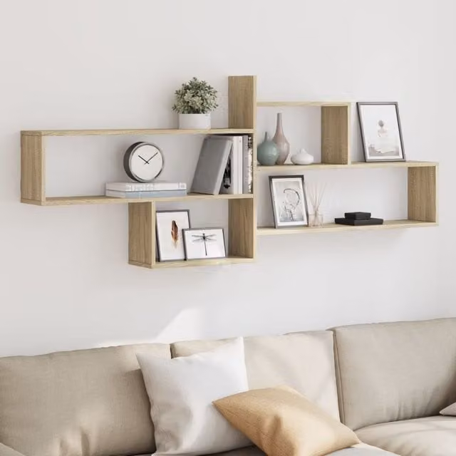 Berkfield Home Sonoma Oak Wall Shelf, Brown, W: 167.5 cm, H: 68 cm, D: 18 cm – 1