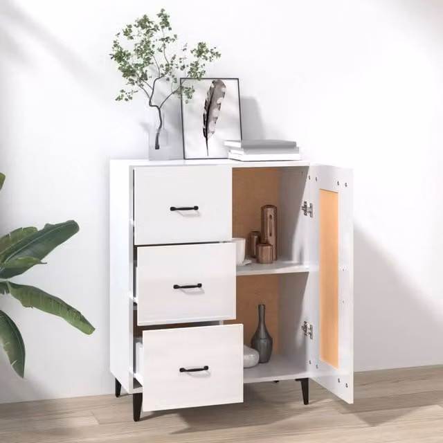 Berkfield Home High Gloss White Modern Sideboard, W: 69.5 cm, D: 34 cm, H: 90 cm – 1