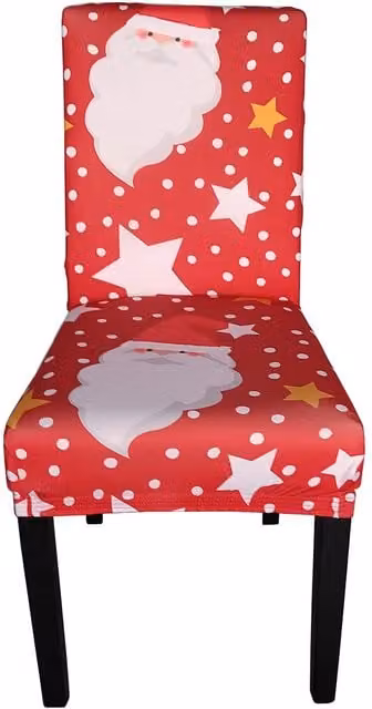 Neel Blue Short Spandex Dining Chair Slipcover with Red Santa Claus and Snowflakes Pattern – 1