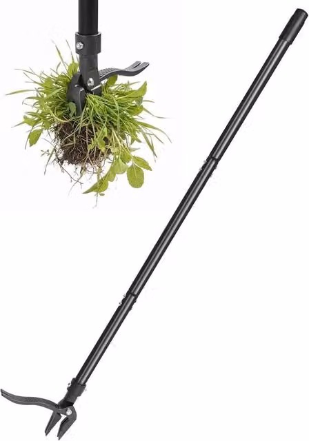 VOGREX Long Handle Stand Up Weeder and Root Puller Garden Weed Remover Tool in Black