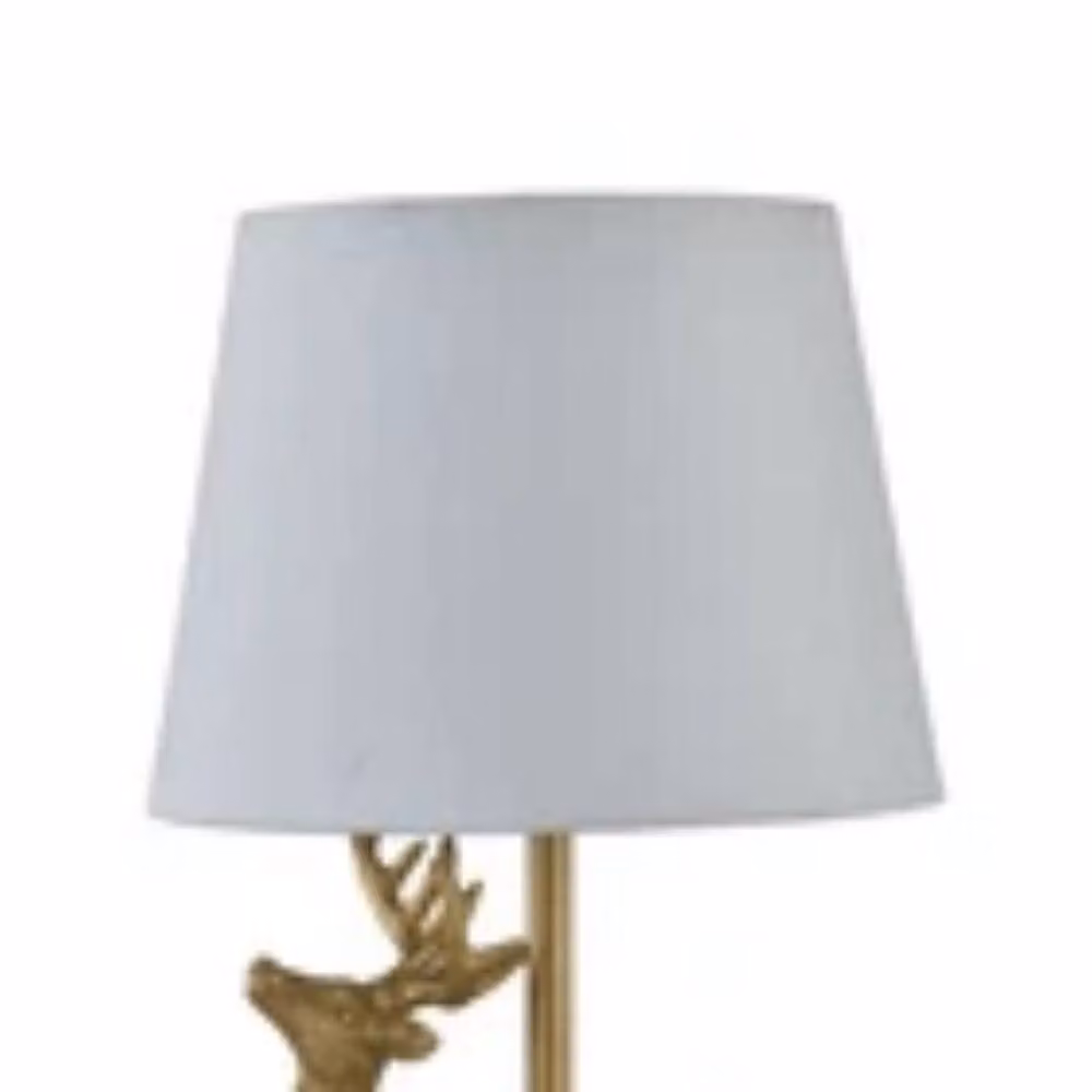 Havendro Gold Stag Retro Table Lamp with White Fabric Shade – 2