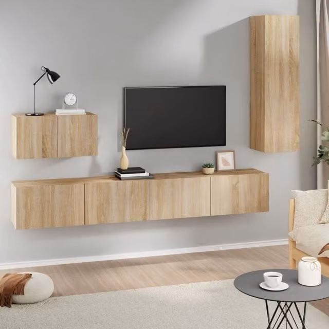 Berkfield Home 4 Piece Sonoma Oak TV Cabinet Set in Brown