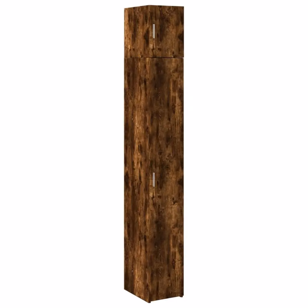 Berkfield Home Slim Freestanding Storage Cabinet in Smoked Oak Brown, W/D/H: 30 x 30 x 225 cm