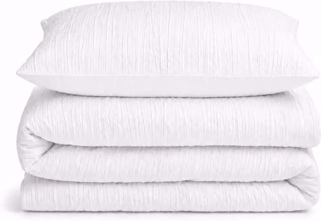 Velosso Calais Crinkle Seersucker Duvet Cover and Pillowcase Set, White, W: 180 cm, H: 200 cm