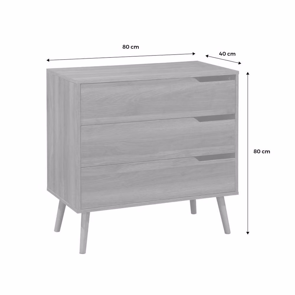 Sweek 3-Drawer Chest in Dark Brown Walnut Wood Effect – 3