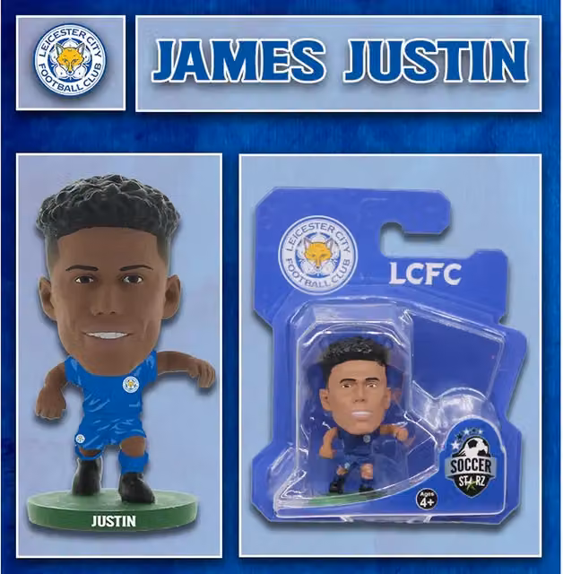 SoccerStarz Leicester City FC James Justin New Classic Mini Figure, Blue, Height: 5 cm