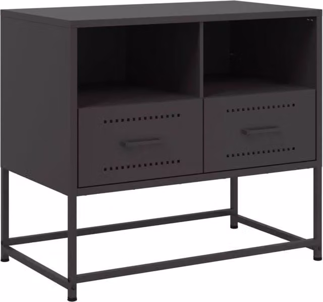 Berkfield Home Industrial Metal TV Cabinet in Black, W: 68 cm, D: 39 cm, H: 60.5 cm