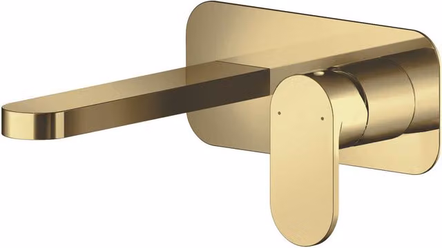 Balterley Current Round Wall Mounted 2 Tap Hole Basin Mixer Tap in Brushed Brass Gold