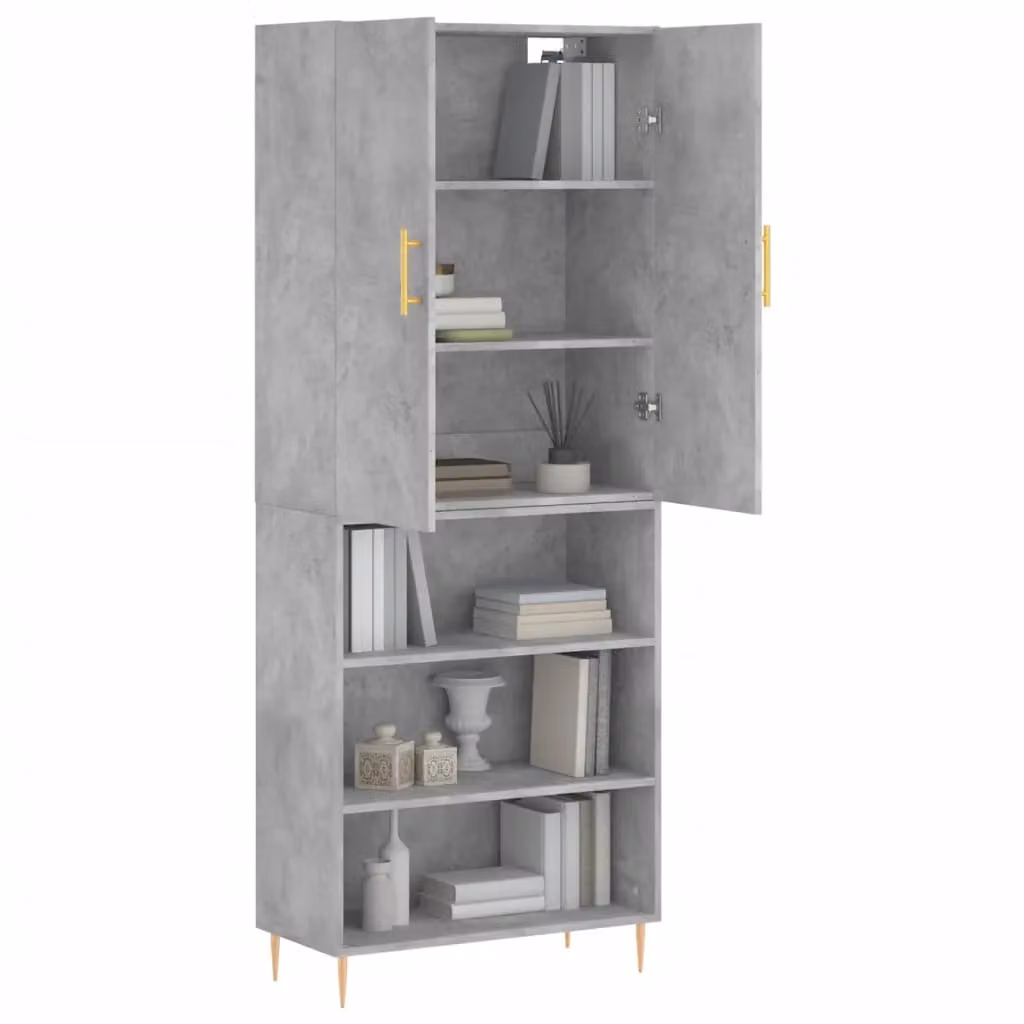 Berkfield Home Modern Highboard in Concrete Grey, W/D/H: 69.5 x 34 x 180 cm – 2