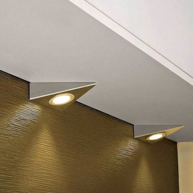 PAWNORA 10-Piece Warm White LED Under Cabinet Triangle Lights in Silver