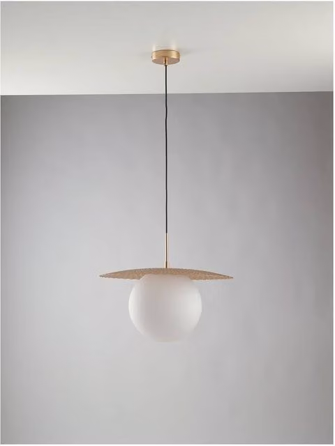 Netlighting Chaplin Globe Ceiling Pendant Light in Satin Gold and White with E27 Socket