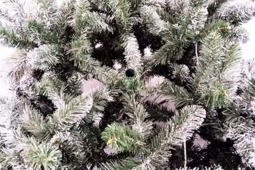 SHATCHI 6ft Frosted Snowy Boulder Helsinki Fir Artificial Christmas Tree in Green, H: 180 cm, W: 120 cm, D: 100 cm – 11