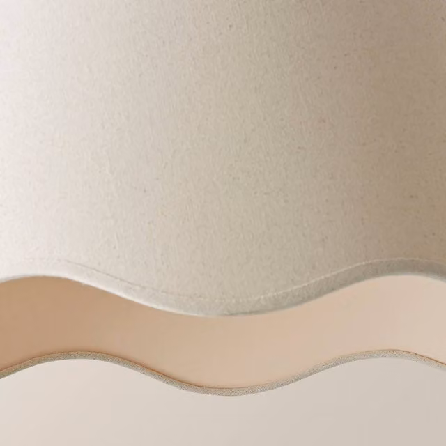 ValueLights Mabel Large Scallop Edge Linen Lamp Shade in Natural/Beige, Diameter: 30 cm