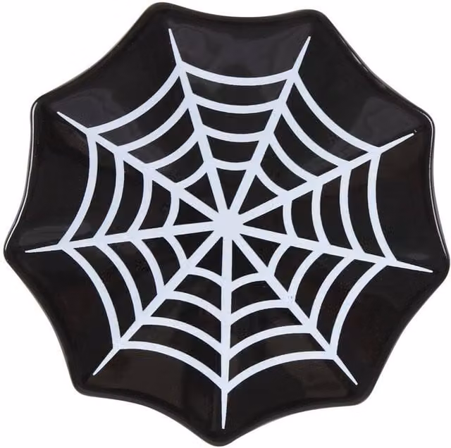 Uniqueful Spiderweb Ceramic Trinket Dish in Black, Diameter: 15 cm