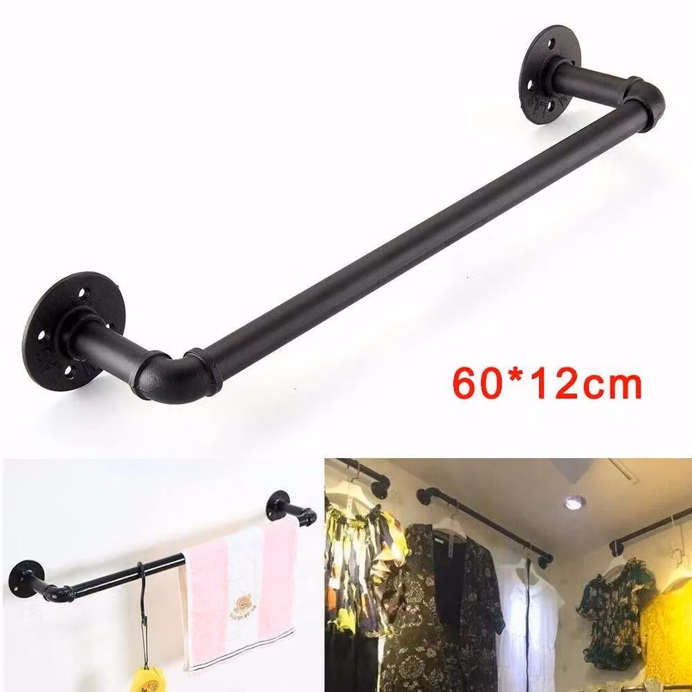 PAWNORA Black Metal Wall Mounted Bath Towel Rail Rack W/D/H: 100 x 12 x 60 cm – 2