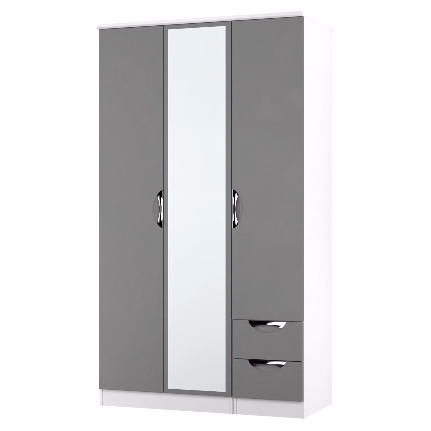 Ready Assembled 2 U Holborn Tall Triple Mirror and Drawer Wardrobe in Dark Grey – 2