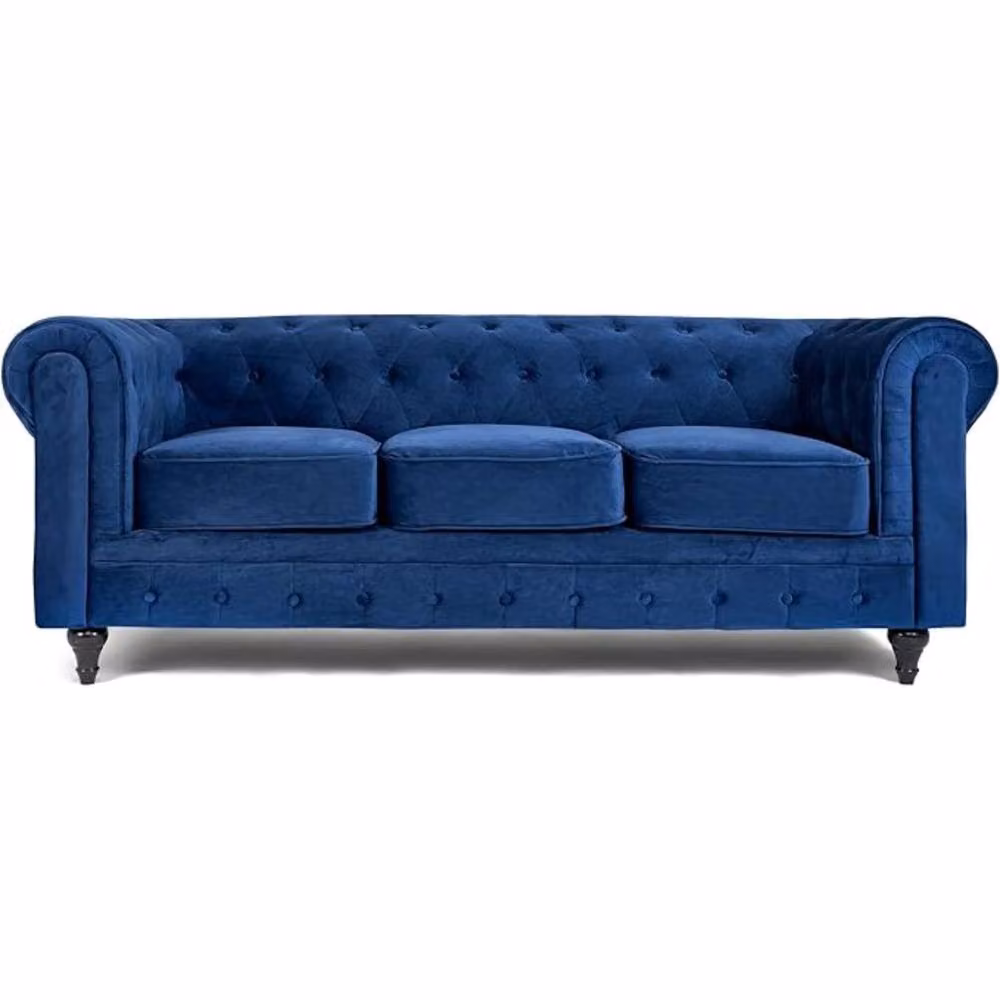 SNUG FURNITURE BIRMINGHAM LTD Belmont Chesterfield 3+2 Velvet Sofa Set in Blue – 2