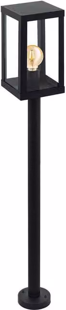 Eglo Alamonte 1 Black Metal and Glass Outdoor Floor Lantern for Gardens and Paths